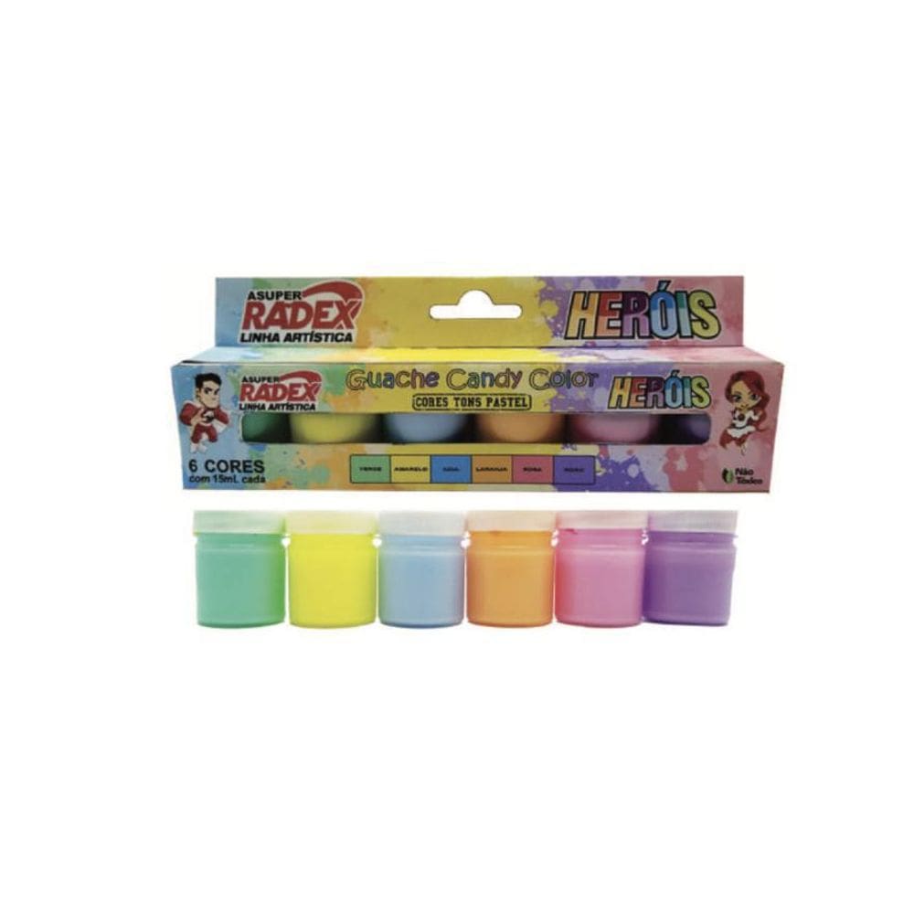 Guache Candy Color Radex Com 6 Cores Tons Pastel