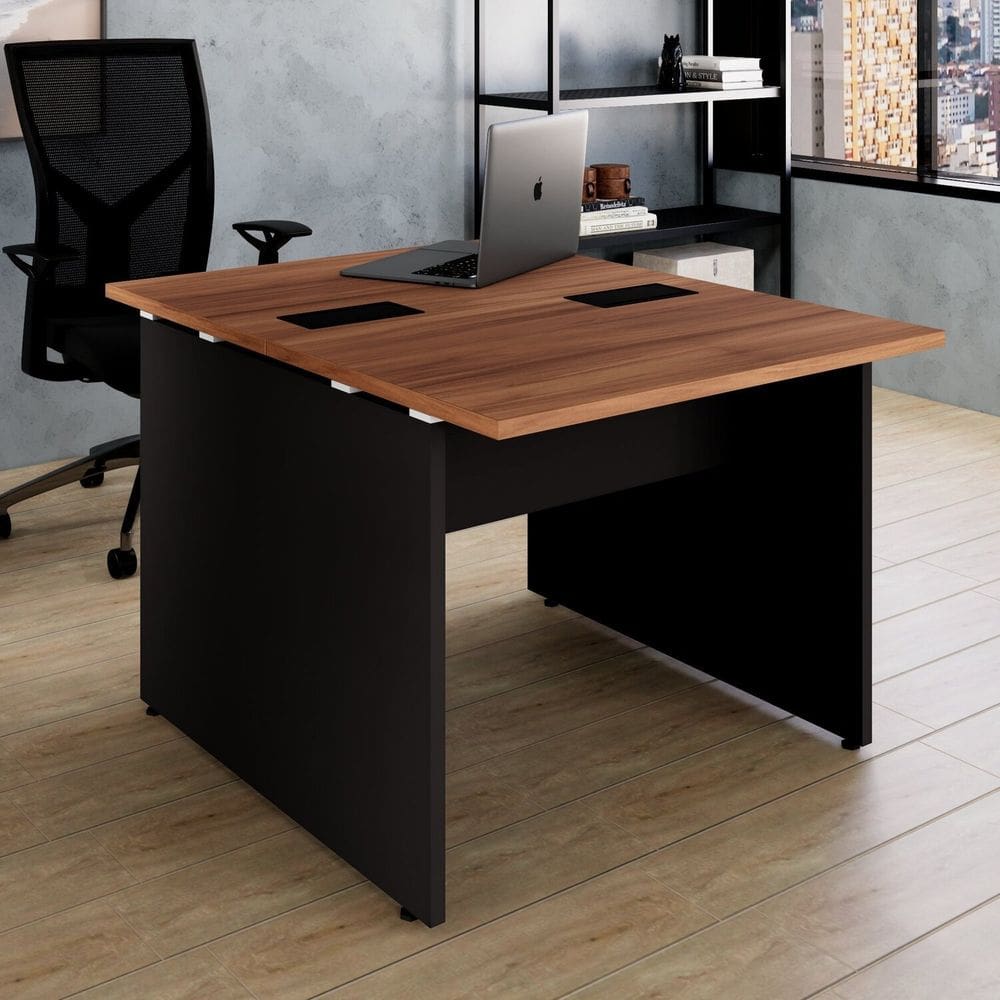 Plataforma Dupla Pé Painel 90x73cm Espresso Móveis Nogal/Preto