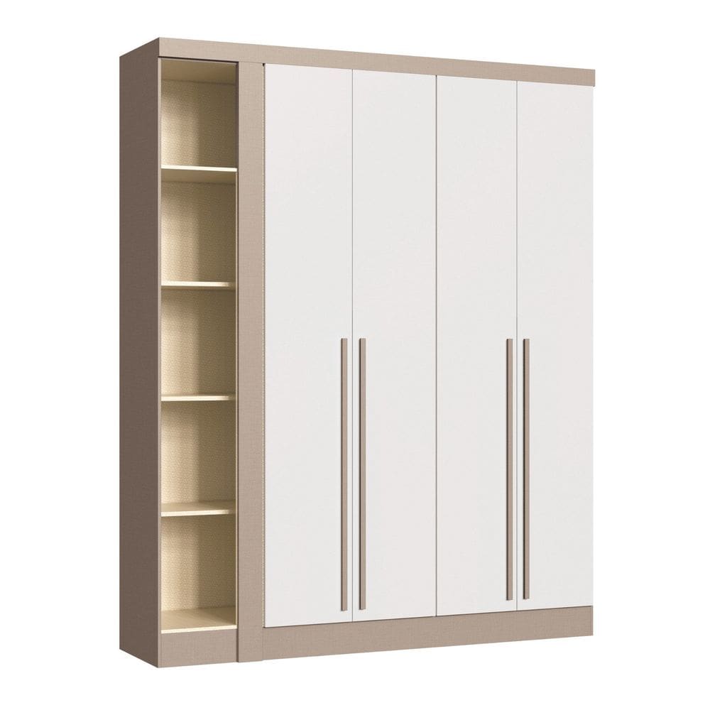 Módulo Guarda-roupa de Canto 4 Portas 2 Gavetas Infinity Duna/Branco Line