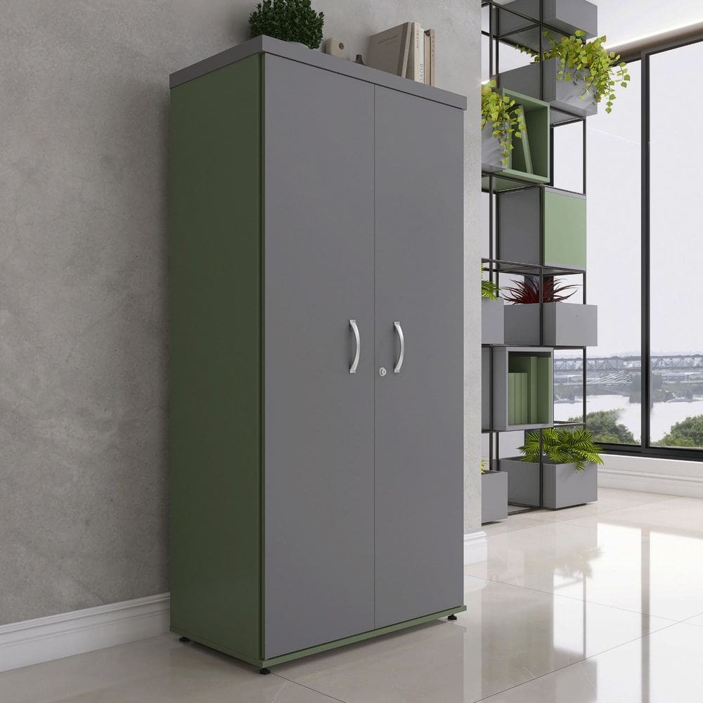 Armario Alto 02 Portas Pivotante 79,2cm X 161,1 Grafito/Salvia