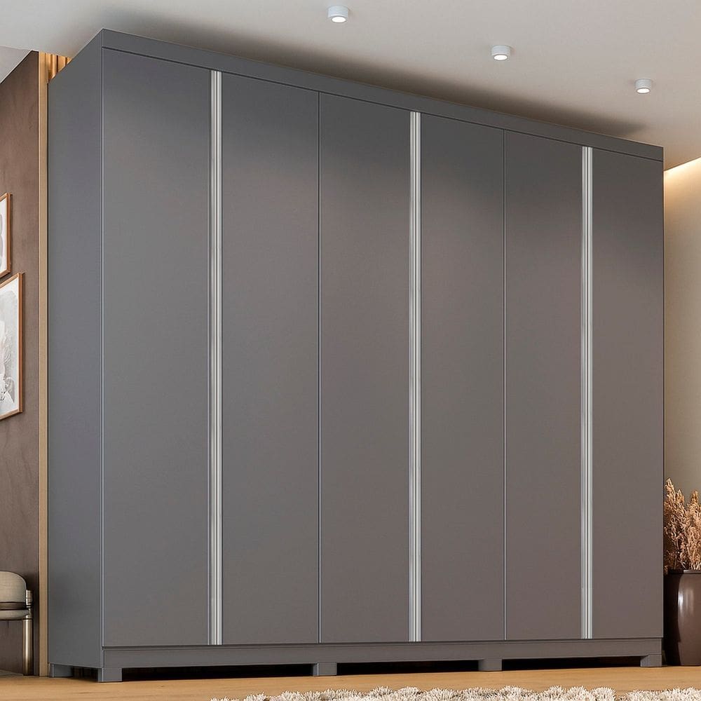 Guarda-roupa Casal 6 Portas com Pés Monte Carlo Onix