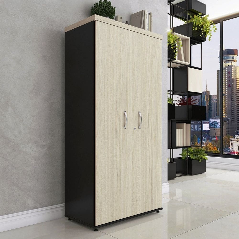 Armario Alto 02 Portas Pivotante 79,2cm X 161,1 Castanheira/Preto