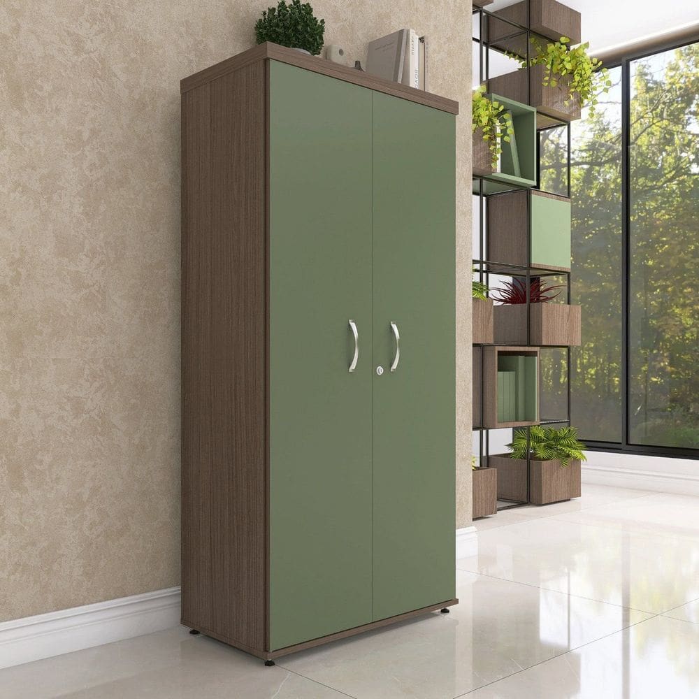 Armário Alto 2 Portas Pivotante 79,2cm X 161,1cm Walnut/Salvia