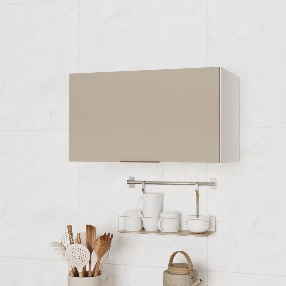Armário Aéreo 1 Porta Basculante 60cm Ipanema Cabecasa Madeiramadeira Cinza Trama/Branco