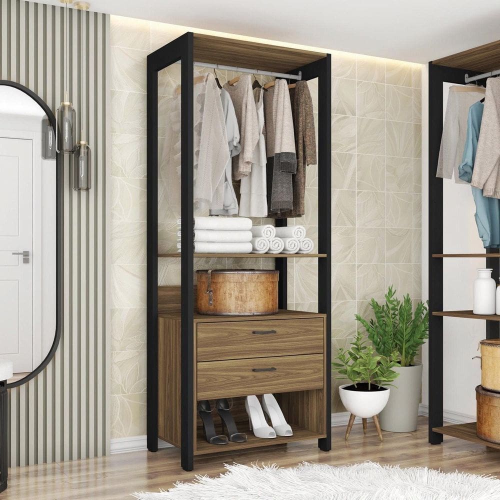Módulo para Closet 2 Gavetas 183cm X 72,8cm Byte Mel/Preto