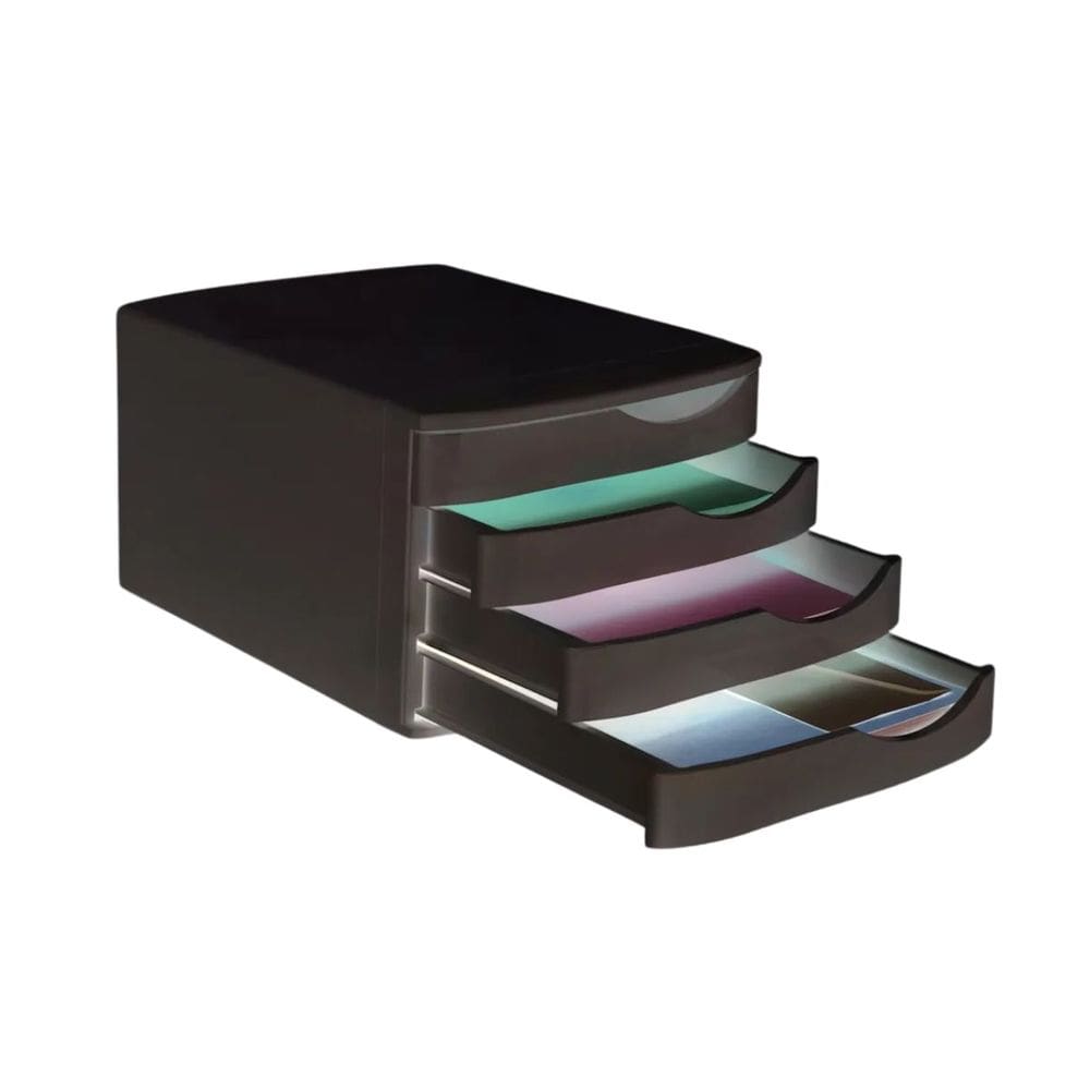 Gaveteiro Com 4 Gavetas Deslizantes Organizatório 37,7cm x 30 cm Preto - Maxcril | Escritório