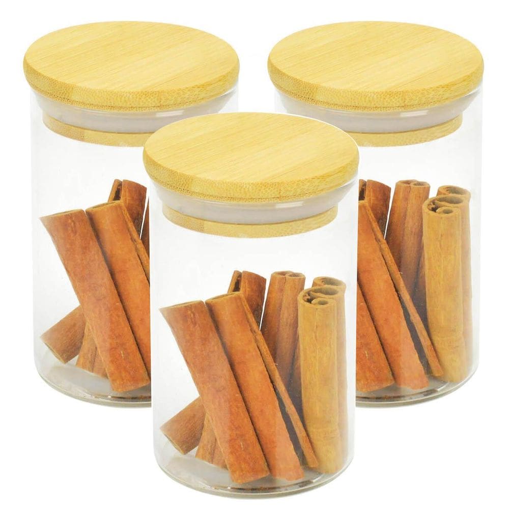 Kit 3 Potes De Vidro Hermético Vidro E Bambu 200Ml Vda14103