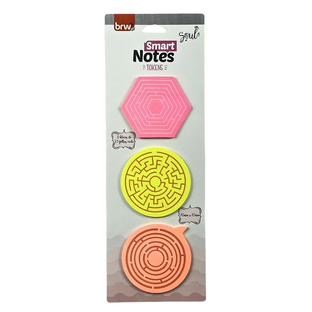 Bloco de Notas Adesivo Tokens Colorido 70x70mm 25 Folhas Cada BRW