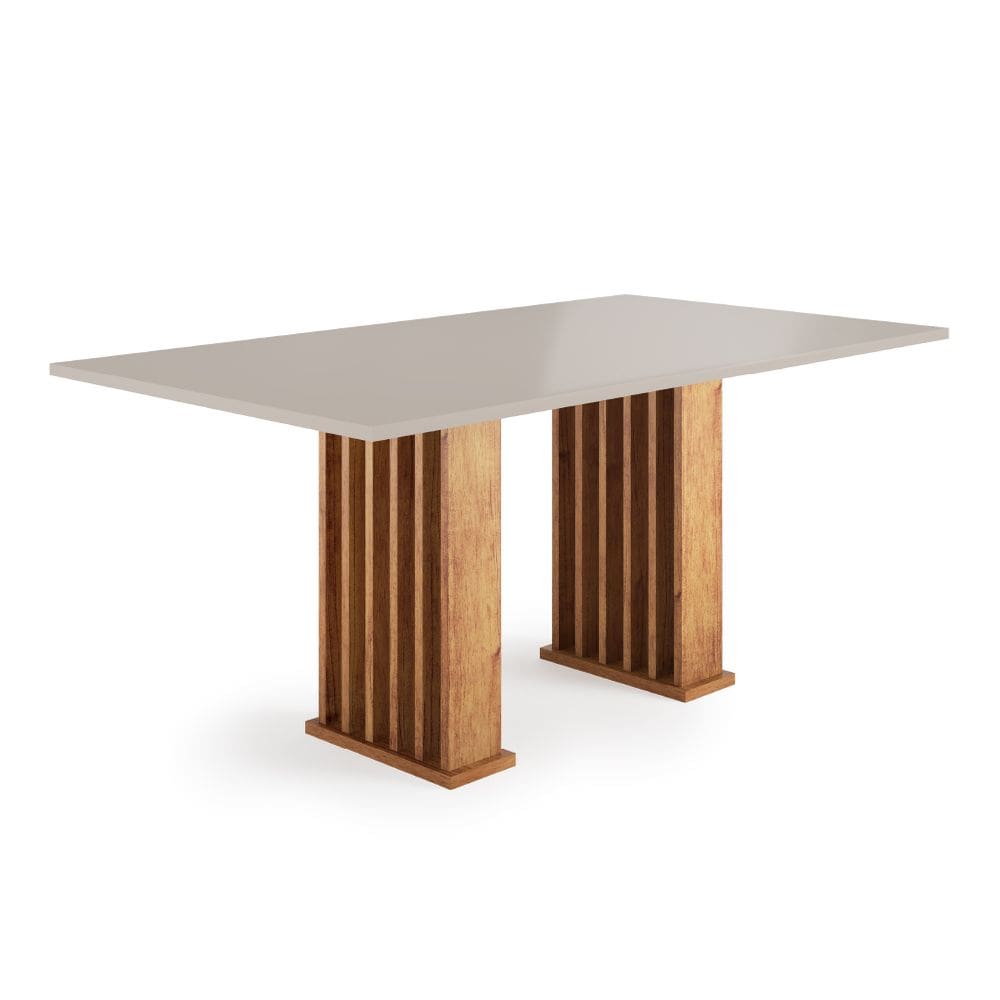 Mesa para Sala de Jantar 1,60m Ripada Stade Madeirado/Off White Viero