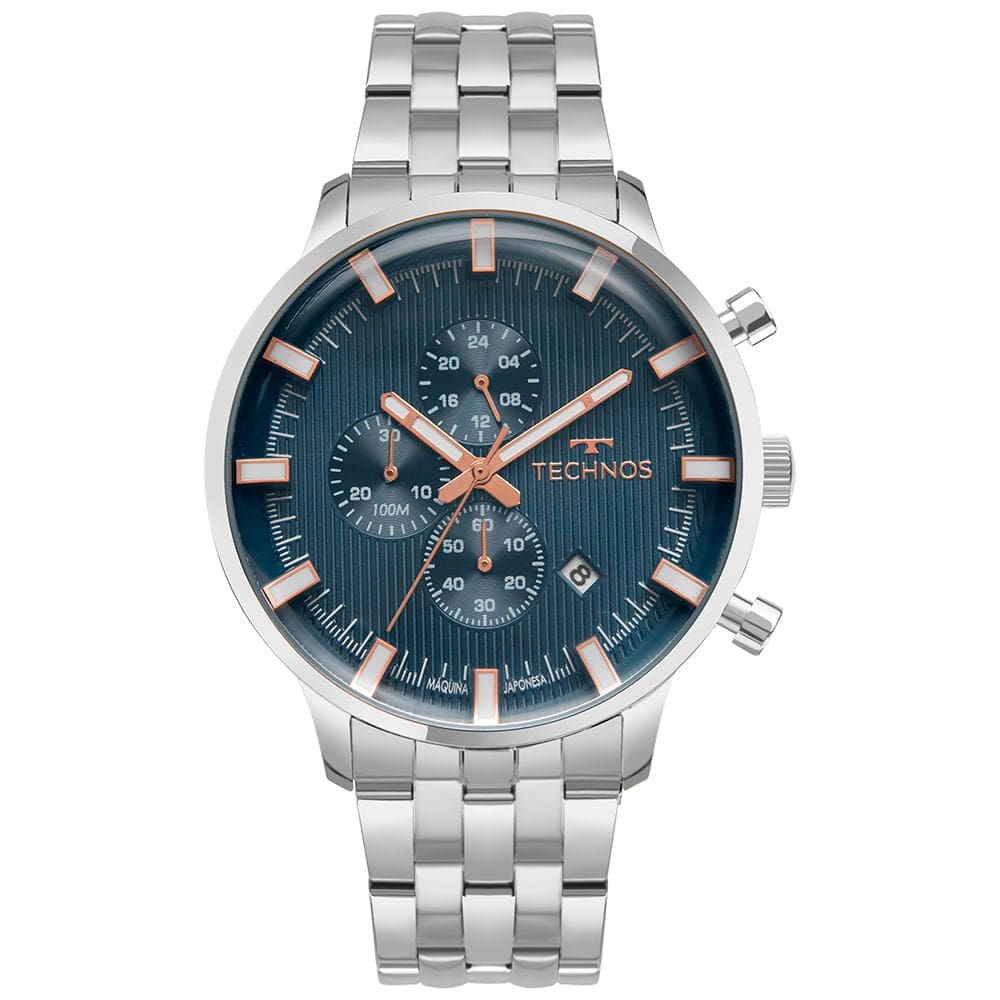 Relógio TECHNOS masculino multifunções prata JS15ENR/1A