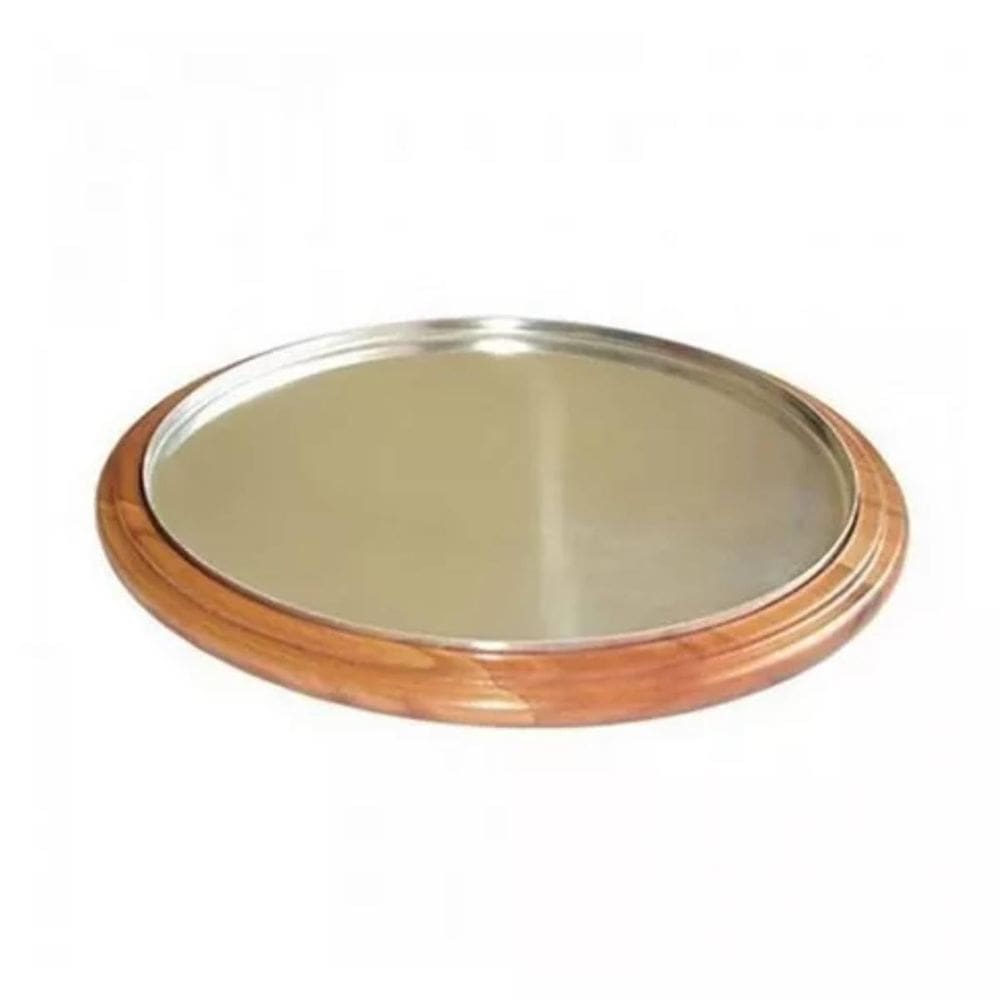 Suporte De Madeira Para Forma De Pizza 30 Cm Com Bandeja