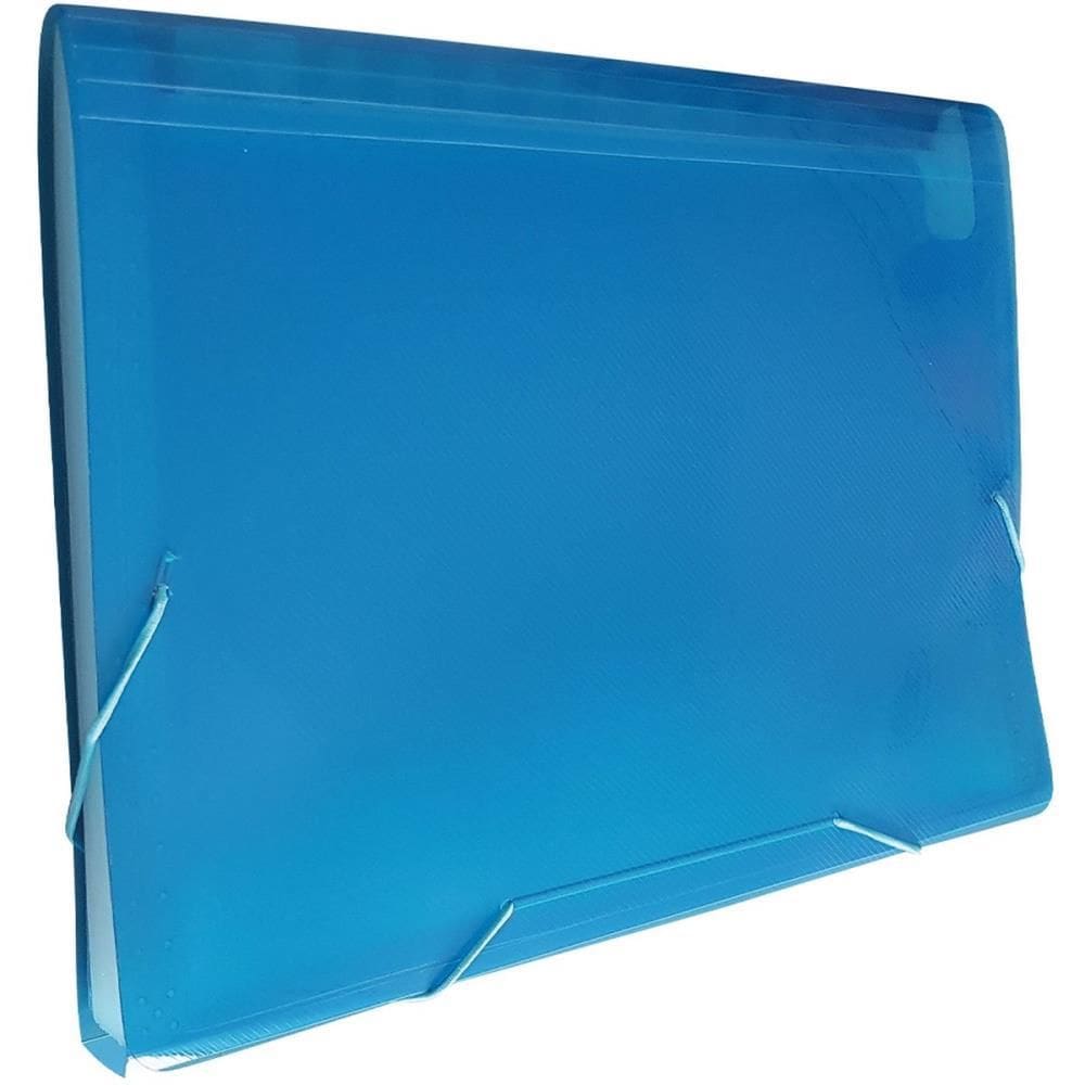 Pasta Sanfonada Plástica A4 12 Divisões Azul - Acp