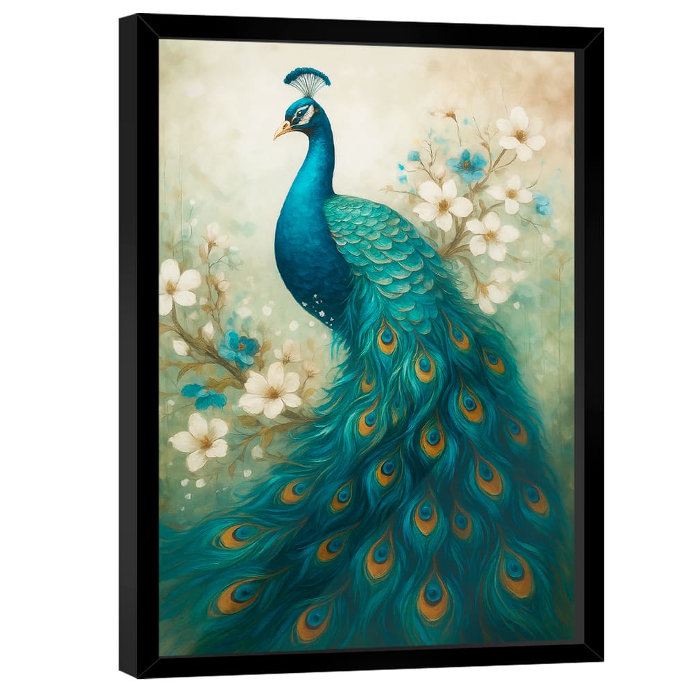 Quadro Decorativo Pavão Estilo Pintura