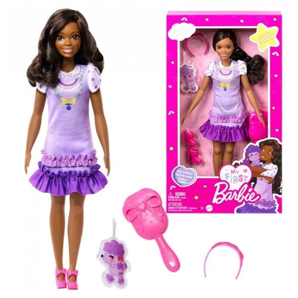 Boneca Barbie Minha Primeira Barbie Com Vestidos e Pets Negra - Mattel HLL18/HLL20