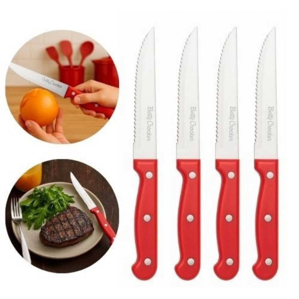 Conjunto 4 Facas Serrilhadas Carne Multiuso Betty Crocker