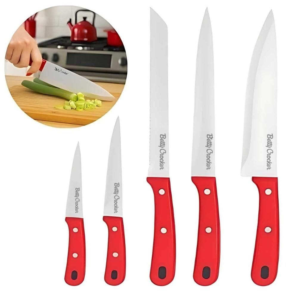 Conjunto 5 Facas Pão Chef Legumes Cane Bolo Betty Crocker