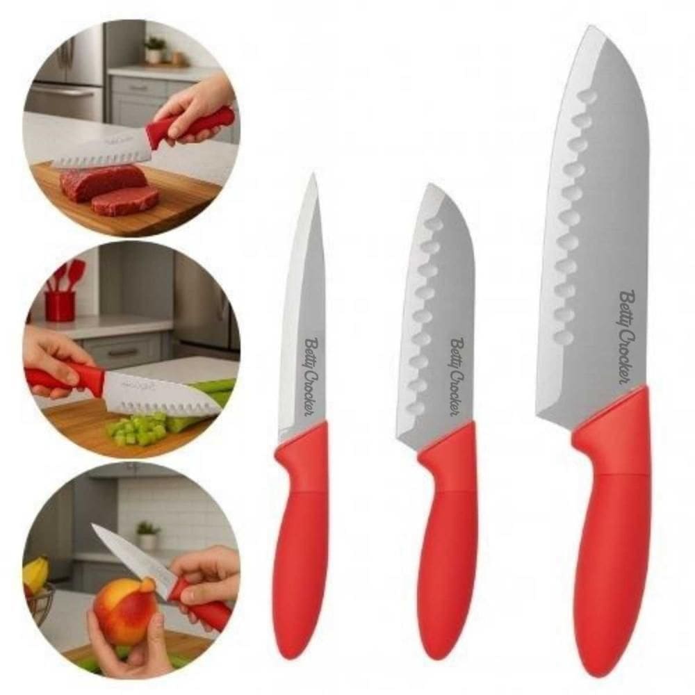 Jogo Facas Santoku Multiuso Legumes Carne Inox Betty Crocker