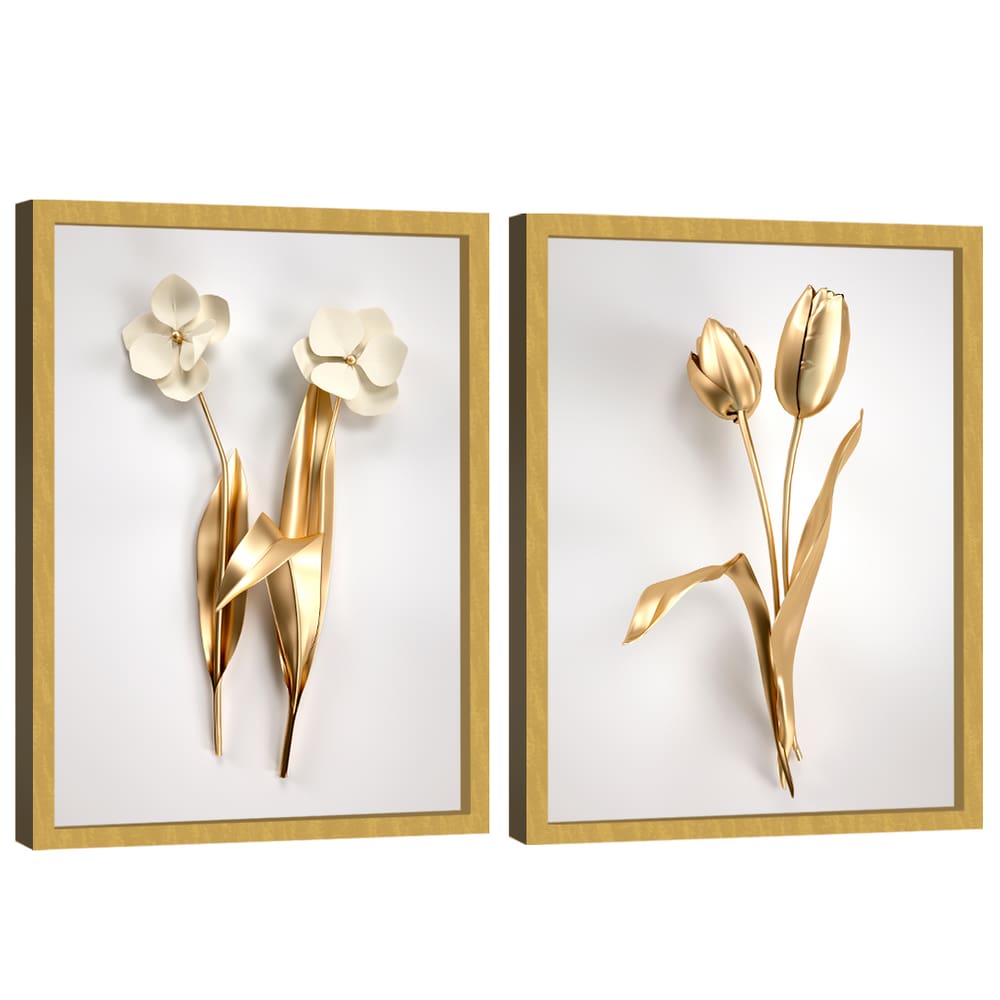 Quadro Decorativo Duo Flores de Ouro