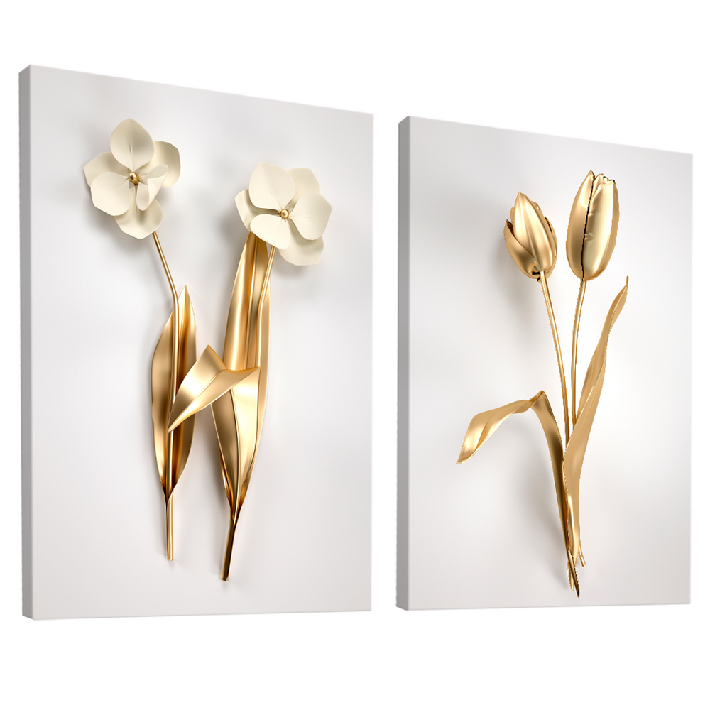 Quadro Decorativo Duo Flores de Ouro
