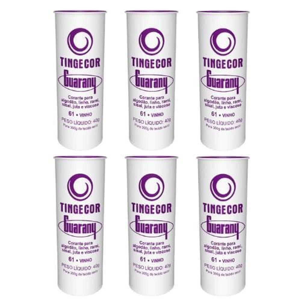 Tinta Tecido Tingecor Guarany 40G 6 Unidades Vinho Tintol