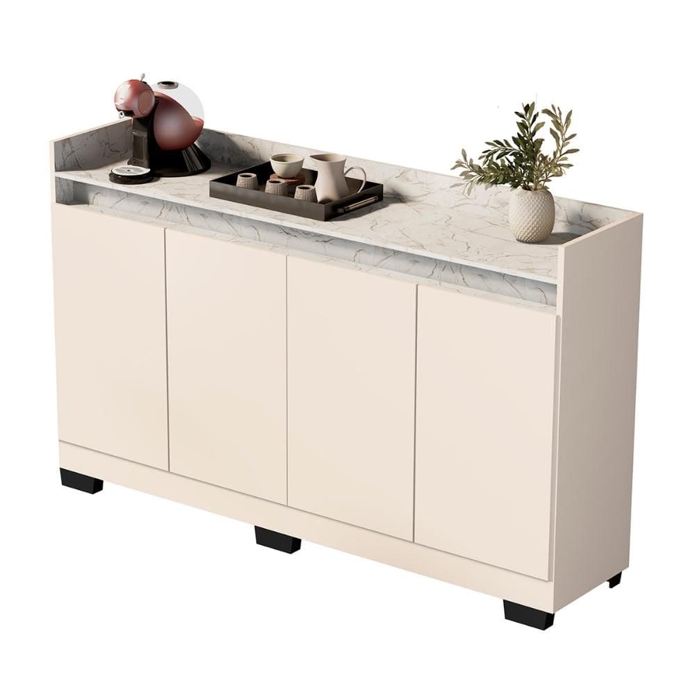 Aparador Buffet Sala Lorde Marmorizado 4 Portas