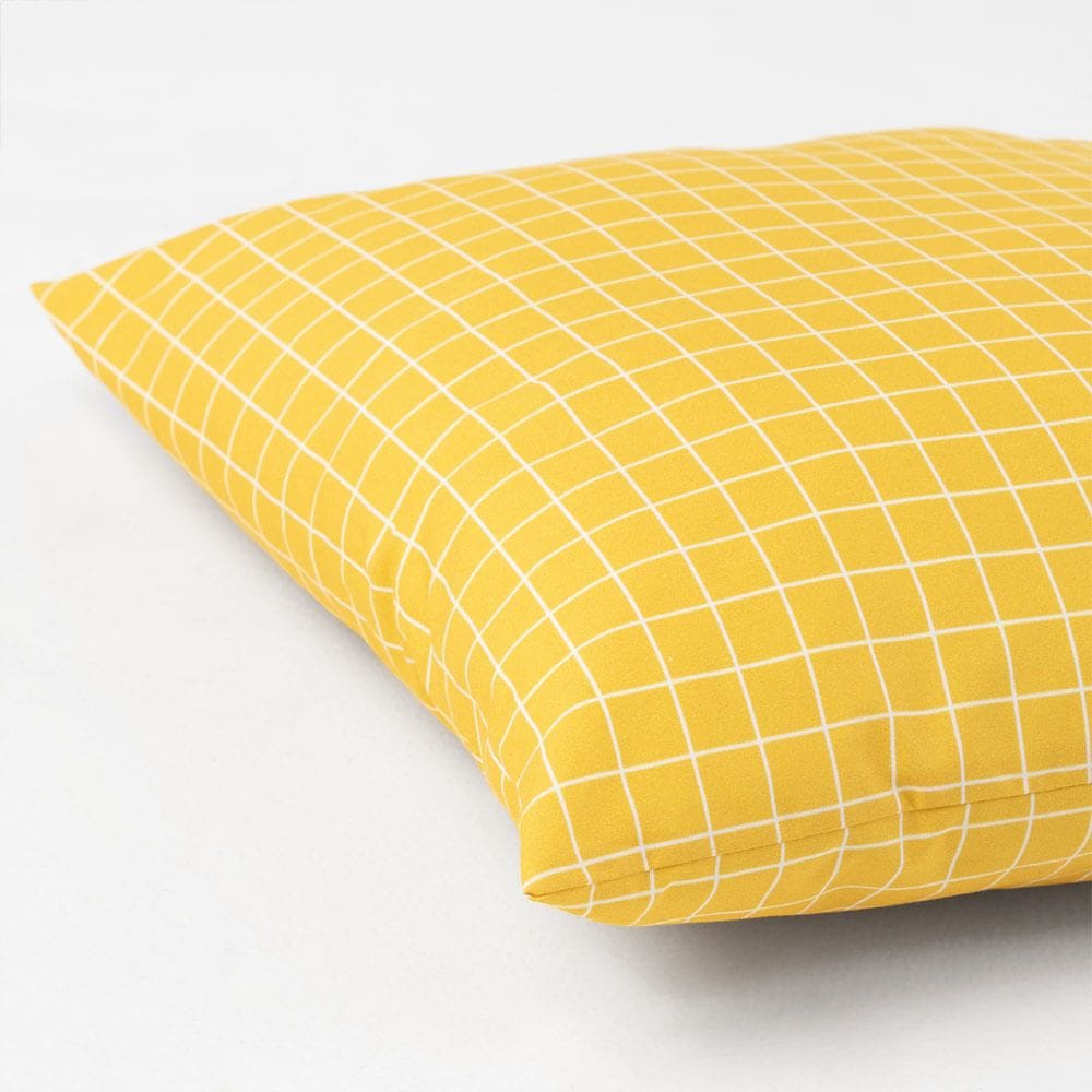 Almofada Quadrada Grande - Xadrez Amarelo e Branco