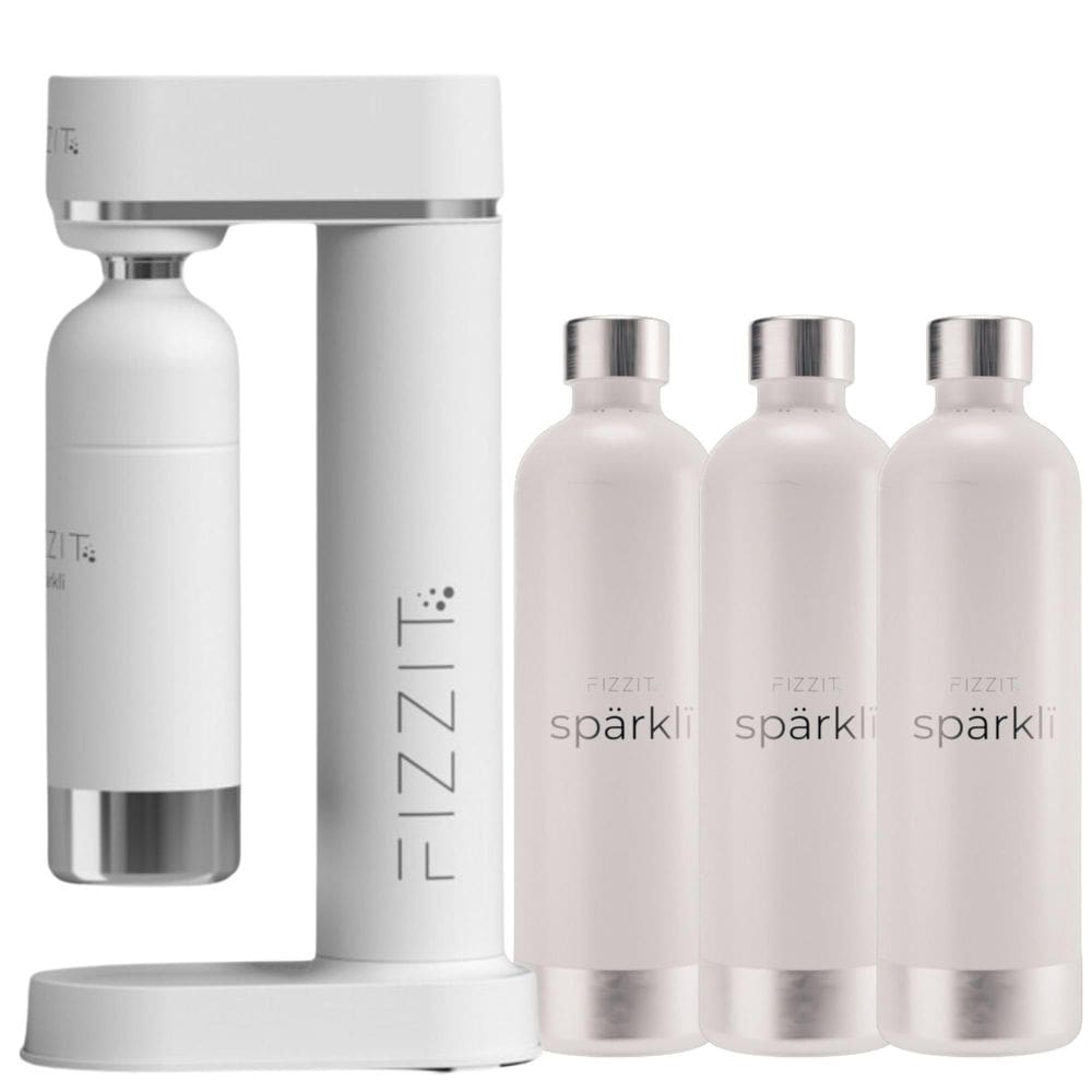 Máquina de água com gás e refrigerante FIZZIT Sparkli com 3 garrafas