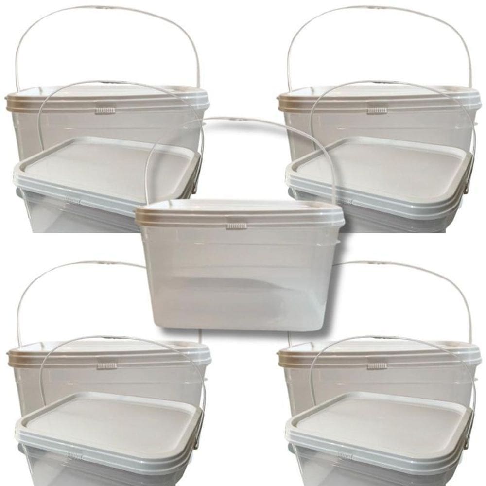 Balde Para Lanche Escolar Transparente 2.4L 05 Pçs