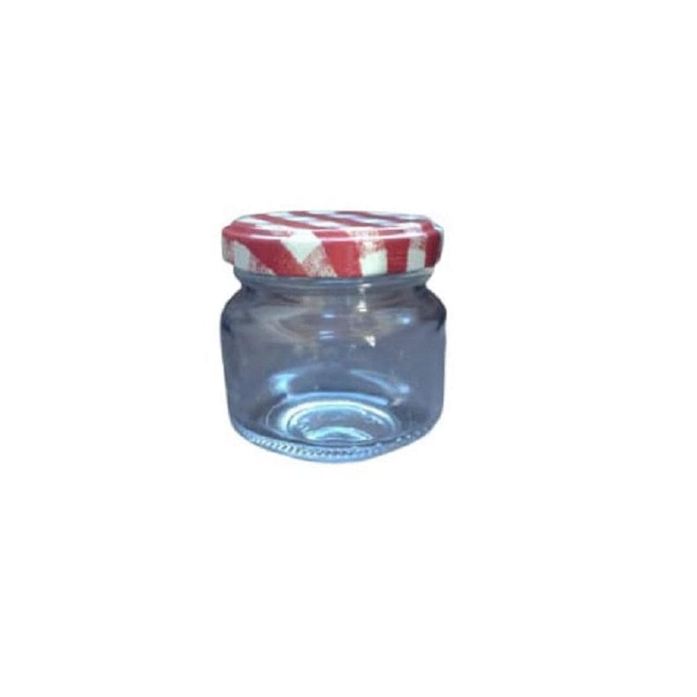 Pote De Vidro 122 Ml Com Tampa Xadrez Vermelha - 20 Un