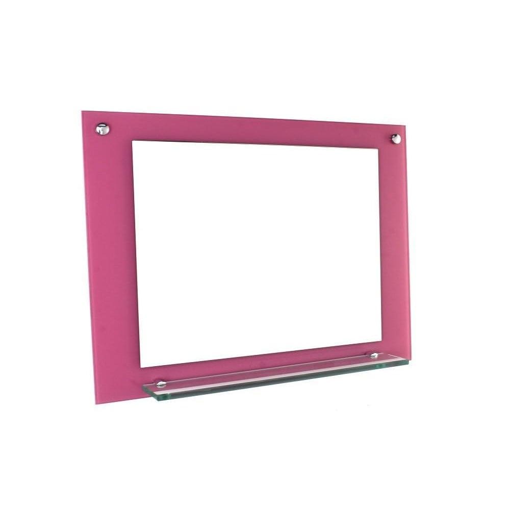 Espelho Para Banheiro Com Prateleira 50Cm Rosa