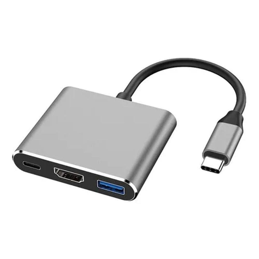 Adaptador 3 In 1 Type-C Para Hdmi 4K, Usb 3.0 - Au-596