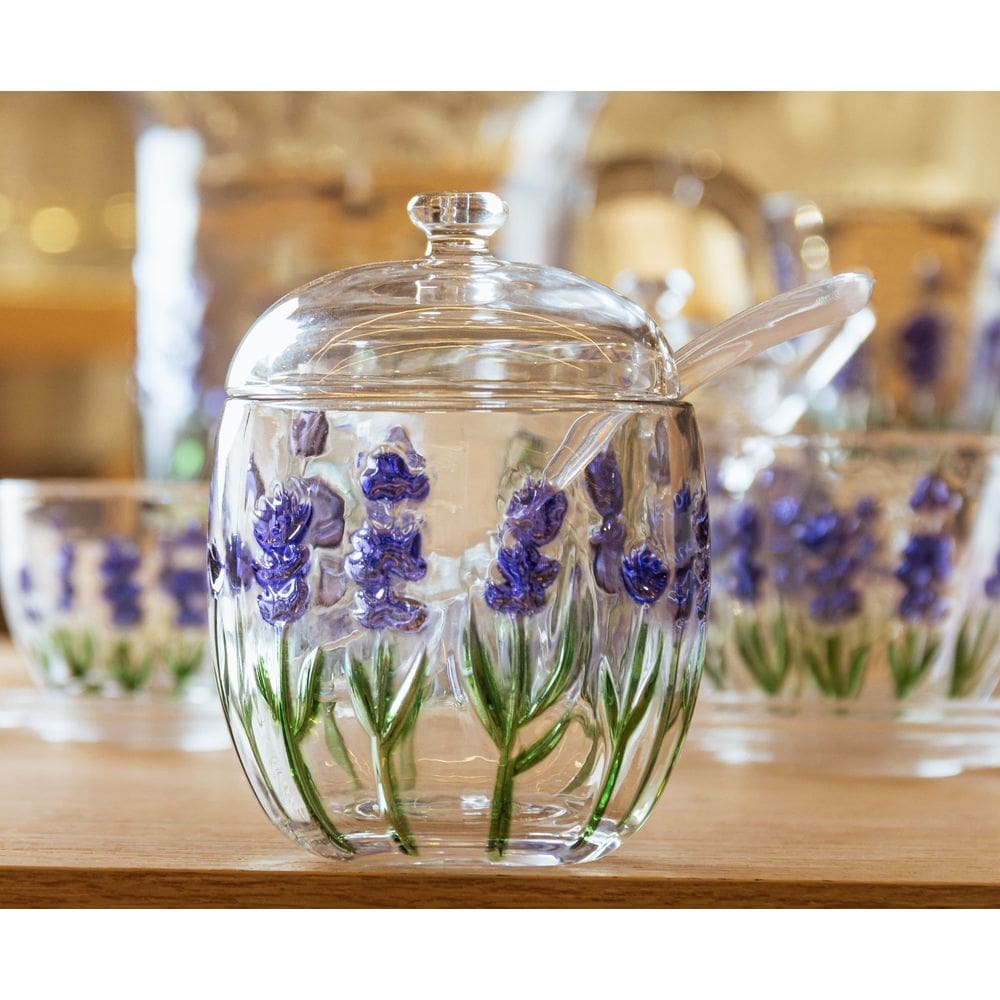 Açucareiro Cristal c/ Colher e Tampa Lavanda 12 cm - Lyor