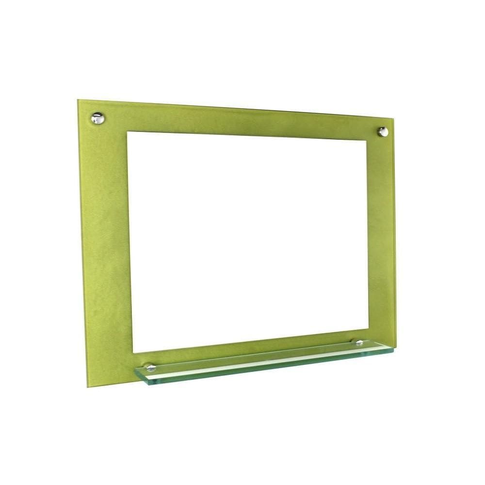 Espelho Para Banheiro Com Prateleira 70Cm Verde Oliva