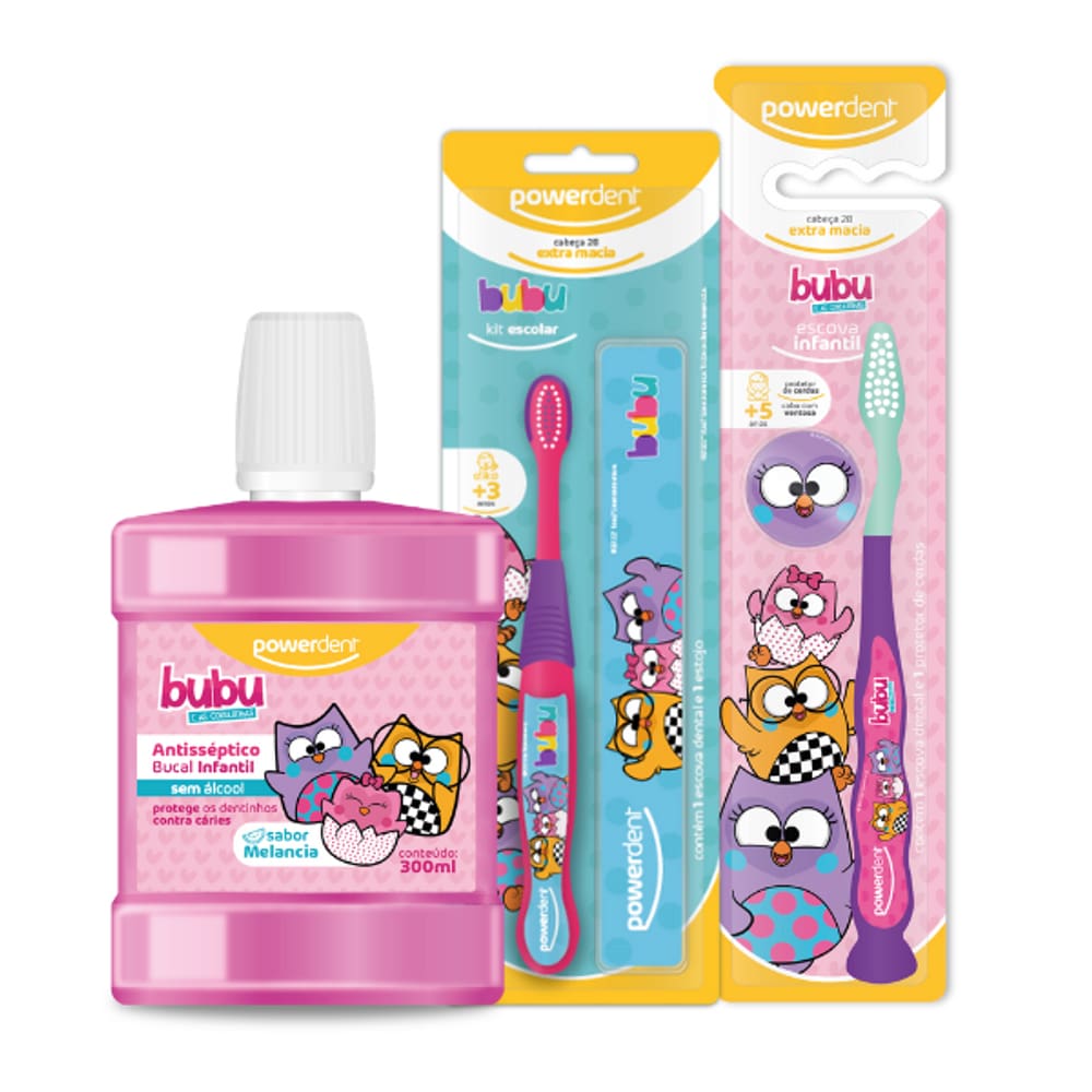 Kit Presente Infantil Meninas Bubu e as Corujinhas Powerdent