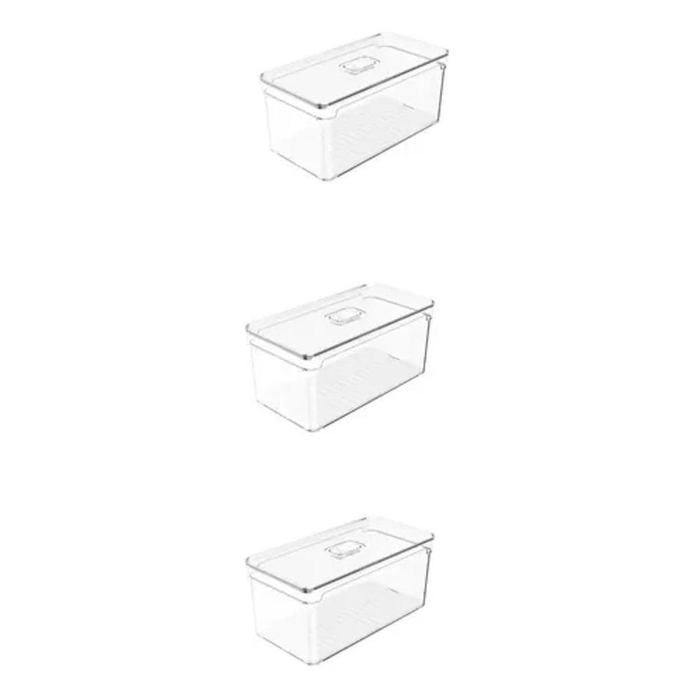 3 Organizadores Geladeira 5L Porta Frutas Clear Fresh Ou
