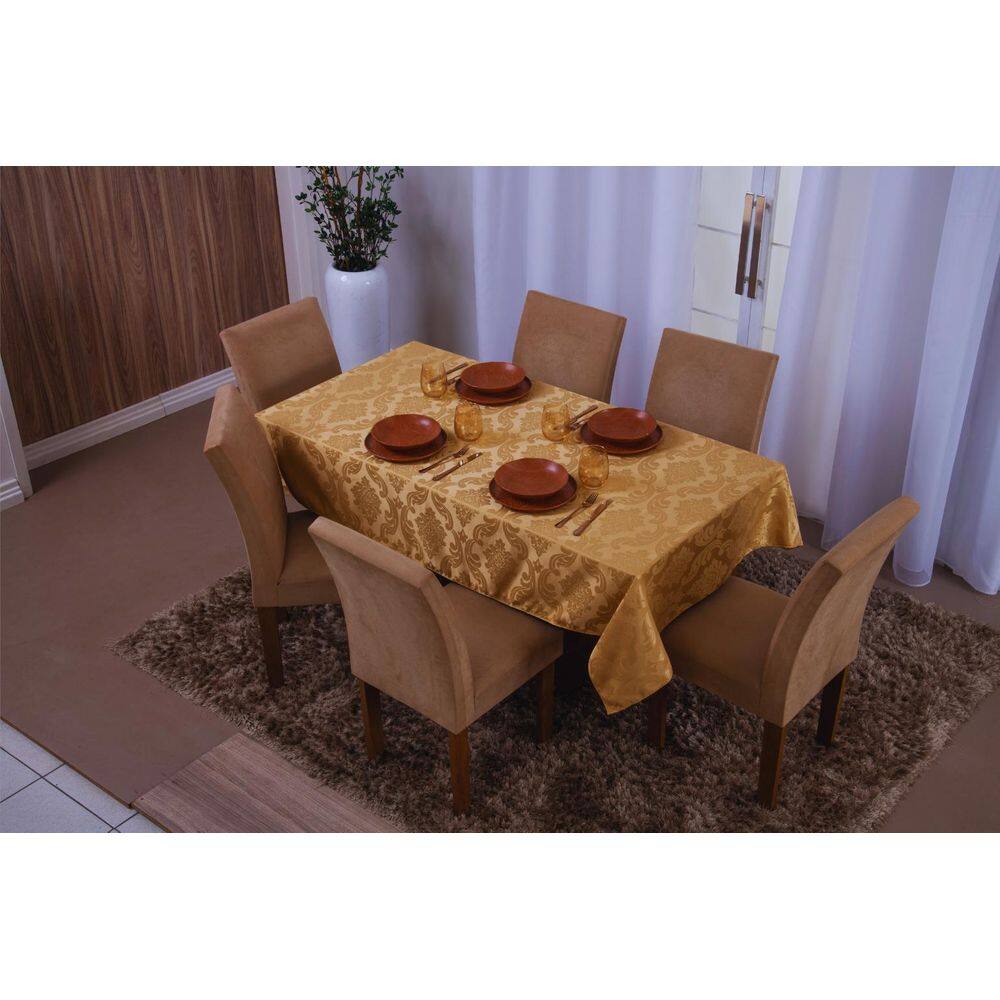 Toalha De Mesa Retangular 6 Lugares Jacquard 1,35X2,00