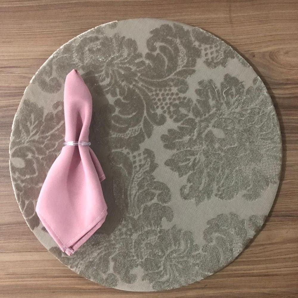 Jogo De Sousplat De Tecido 4 Lugares Completos Rosa