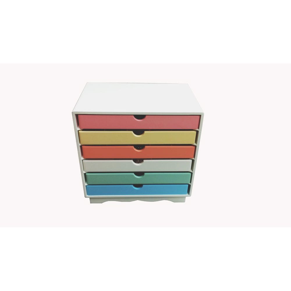 Organizador com 06 Gavetas - Colorido-Externo Branco