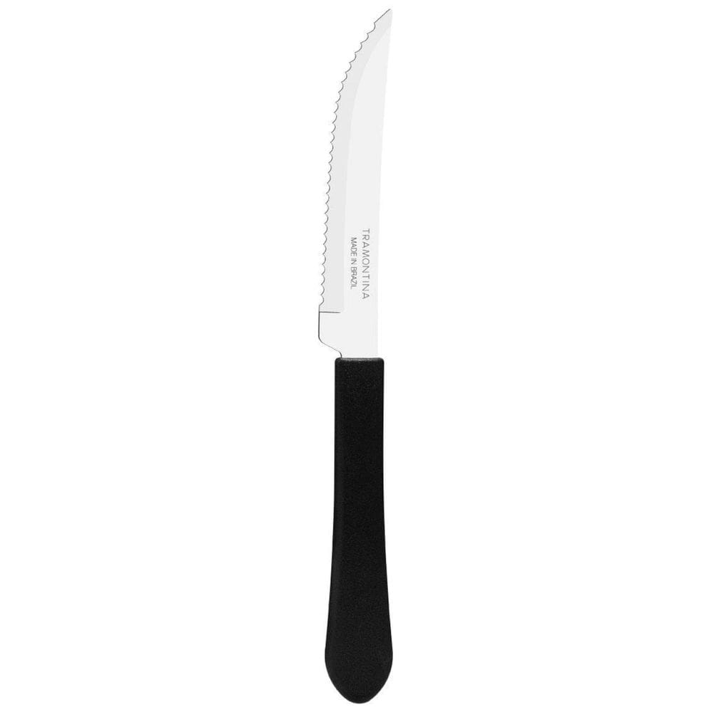Kit 6 Facas Mesa Churrasco Tramontina Leme Inox Cabo Preto