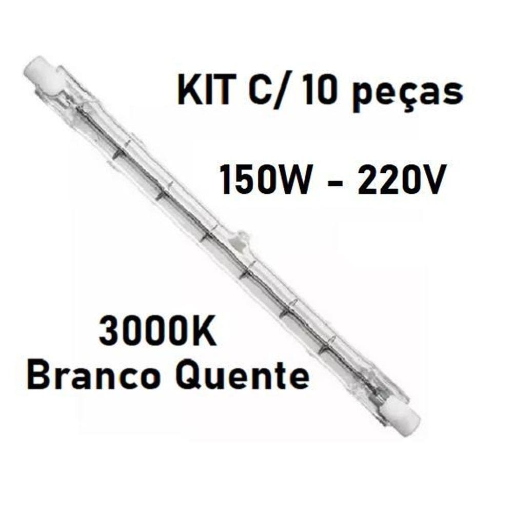 Kit 10 Lampadas Halógena Palito 150W 220V 3.000K - Ha21511