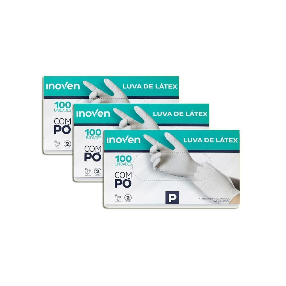 Luva De Látex Branca Com Pó Inoven Tamanho P Kit 3