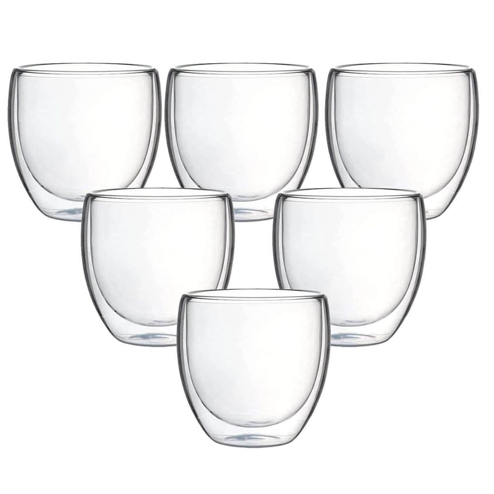 Copo Parede Dupla De Vidro Café 140Ml 6 Peças