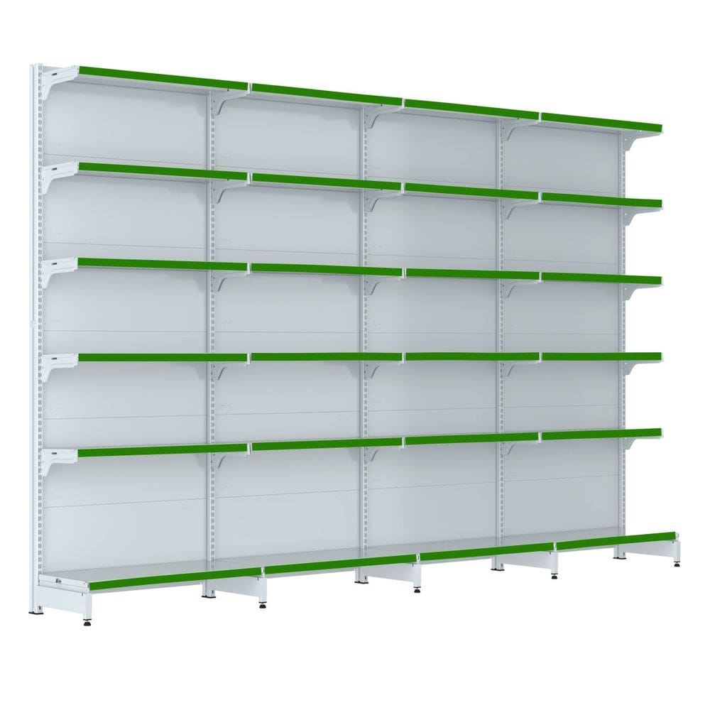 Gondola Parede 202 Fit Farmacia Ate 4 Metros Branco Pe Verde