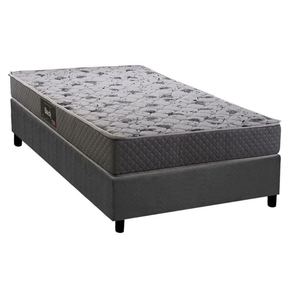 Conjunto Box Solteiro: Colchão Espuma Herval D28 / AG65 Black + Base CRC Suede Gray (88x188)