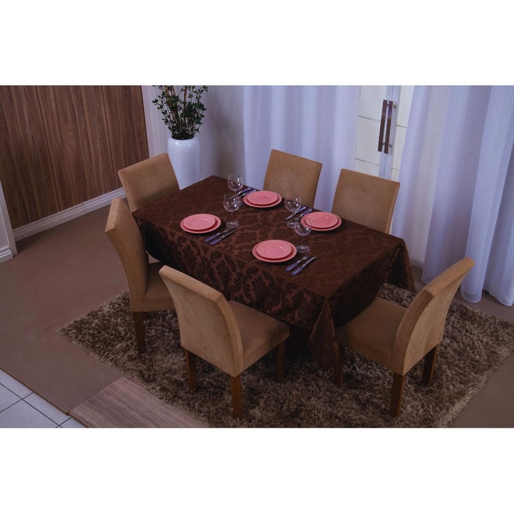 Toalha De Mesa Retangular 6 Lugares Jacquard 1,35X2,00