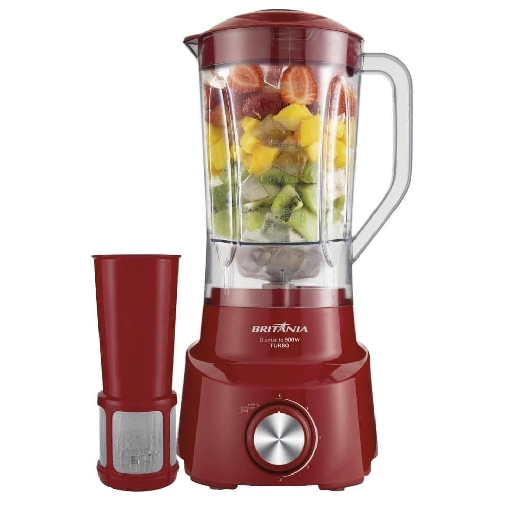 Liquidificador Britânia Diamante com Filtro - 4 Velocidades + Pulsar, 1050W Vermelho, 110V 220V