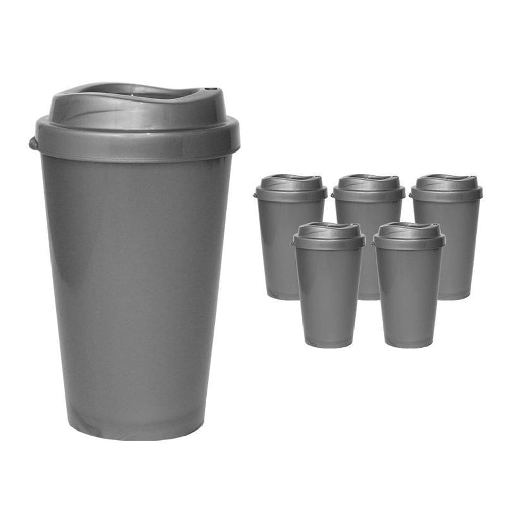 Kit 6 Copos Mug Prata 320Ml Plástico Premium