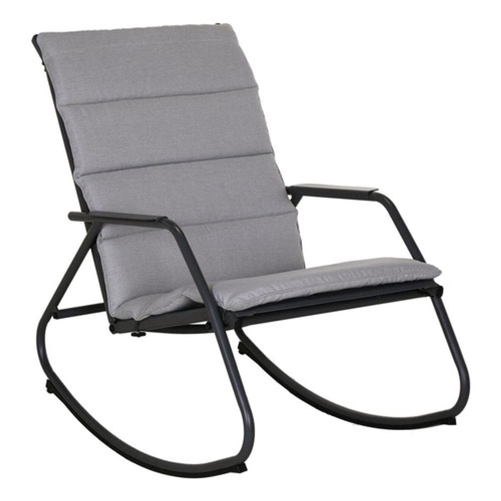 Cadeira Balanco Jardim Almofada Aco 90x61cm Cinza Ate 160kg