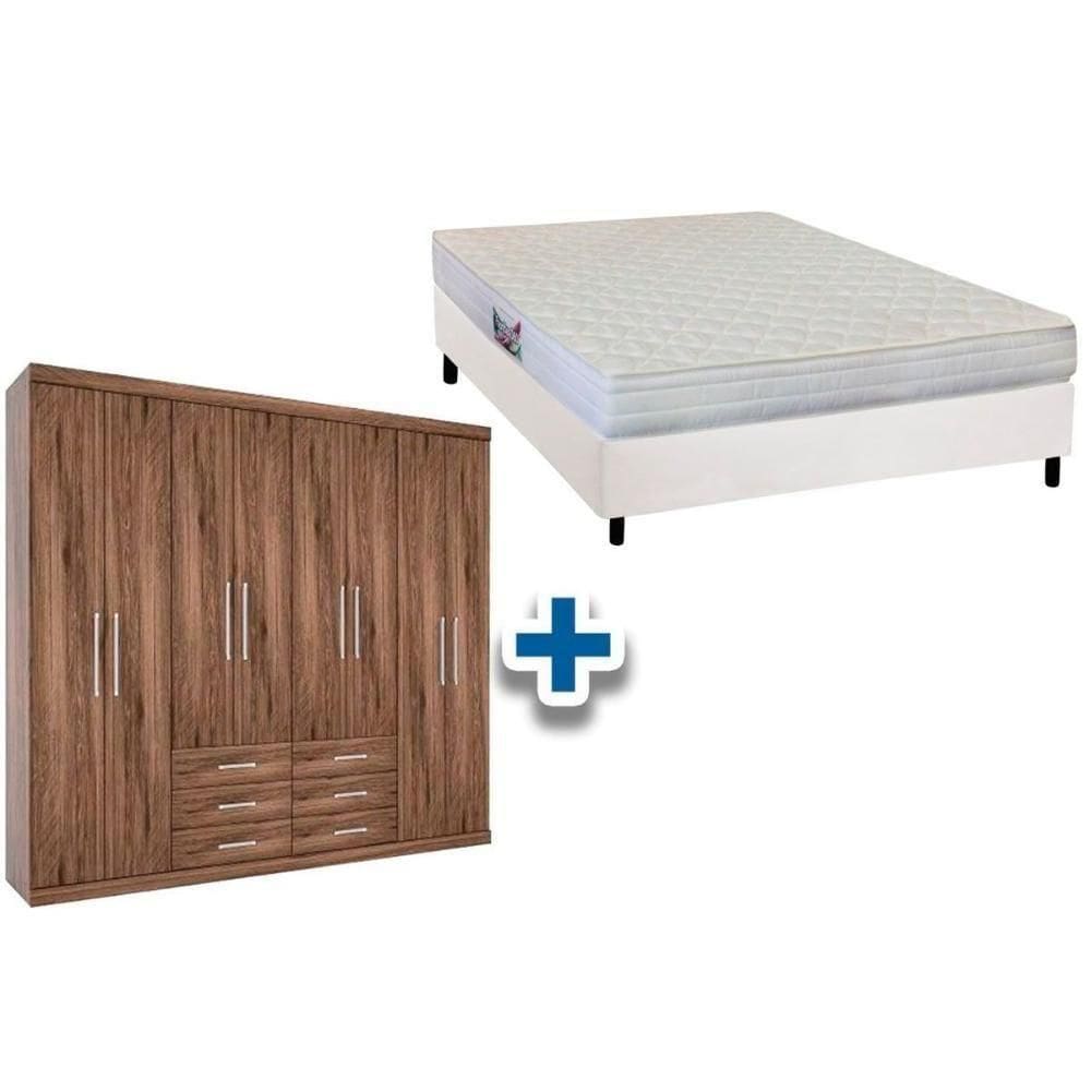 Cama Box Casal + Colchão Frontier Herval + Guarda Roupa Master 8.6 Demolição