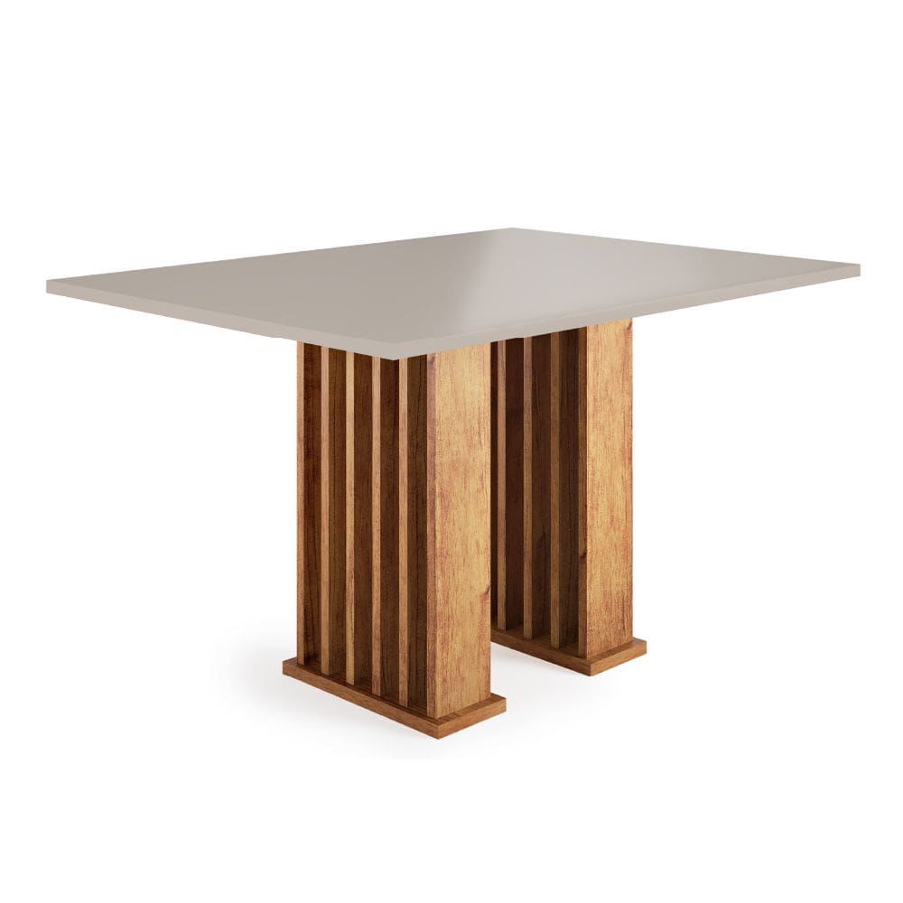 Mesa para Sala de Jantar 1,20m Ripada Stade Madeirado/Off White Viero